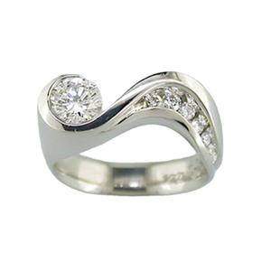 Anello da Donna F975 in Oro Bianco con Diamante Taglio Brillante Rotondo Colore G Naturale Gioiello di Fidanzamento - Product Image 2