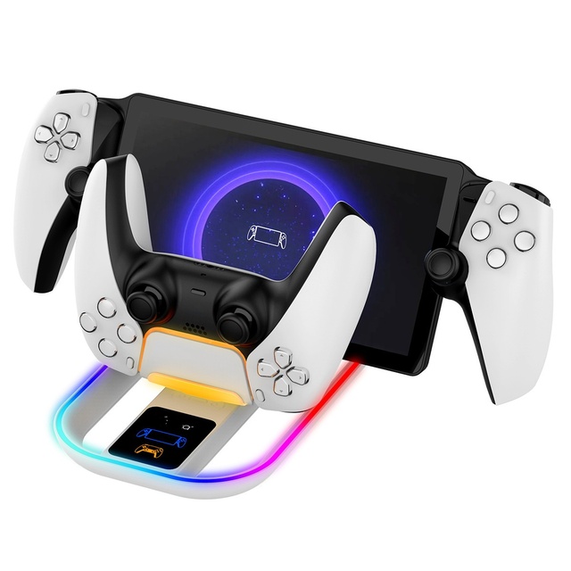 PG-P5P11 Charging Dock Station for PS5 Portal Remote Player and for PS5 Controller with USB Type-C Charging Cable and RGB Light