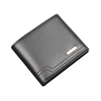 Dompet Pendek Tempat Kartu Horizontal Sederhana Dompet Pria Multi-Slot Kartu Retro Fashion Dompet Kulit PU Berkualitas Tinggi ANTI-RFID