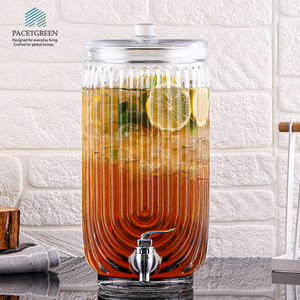2025 Novo Design 3.8L Limpar Em Relevo Vidro Bebida <span class=keywords><strong>Dispenser</strong></span> Spigot Drink <span class=keywords><strong>Dispenser</strong></span> Tampa para Juice <span class=keywords><strong>Lemonade</strong></span> Party - Product Image 1