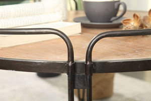 Handcrafted Vintage Distressed Wooden Metal End Side Table Decorative Durable Easy Assembly Center Coffee Table for Living Room - Product Image 5