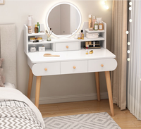 Commode de chambre moderne et simple couleur crème avec miroir éclairé, armoire de rangement haut de gamme en ardoise, commode tout-en-un