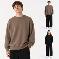 Sudadera de Cuello Redondo de Algodón Premium de 350 g/m², para Hombre y Mujer, con Estampado Personalizado, Estilo Oversize, para Otoño e Invierno