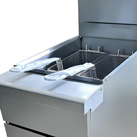 Friteuse à gaz GPL sur pied 30L en acier inoxydable à performance stable, cuve unique avec deux paniers pour la préparation d'aliments frits