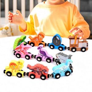 Kids Blocks Toys Birthday Gifts Montessori Versatile Magnetic <b>Wooden</b> Dinosaurs <b>Train</b> <b>Set</b> for Toddlers - Product Image 1