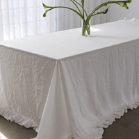 Nappe de style farmhouse à bords volantés, couleur unie, lavable, carrée, pour la décoration de la maison et des banquets