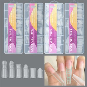 240 Uñas Postizas de Gel Suave Mate con Forma de Ataúd y Líneas Auxiliares, Multifuncionales, Cobertura Completa para Extensión, Uñas a Presión - Product Image 3