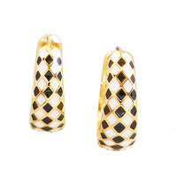 Créole en argent sterling 925, créoles à carreaux, boucles d'oreilles en plaqué or, bijoux huggie pour femmes