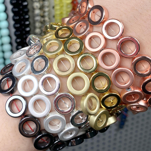 Pietra di ematite naturale rosa KC placcato in oro 12mm perline a cerchio cavo distanziatore per gioielli che si adattano accessori per bracciali fai da te - Product Image 4