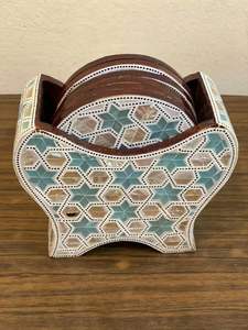 Sous-verres carrés en nacre avec poignées en laiton Coffret cadeau fait main exquis - Product Image 3