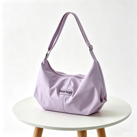 Tas Selempang Hobo Nilon Qetesh Logo Kustom Warna Macaron Tali Dapat Disesuaikan Kapasitas Besar Kasual Wanita Tas Bahu Crossbody