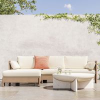 Canapé de jardin en teck de luxe, mobilier de salon d'extérieur, ensembles modulaires de patio, canapé d'angle moderne en teck pour l'extérieur