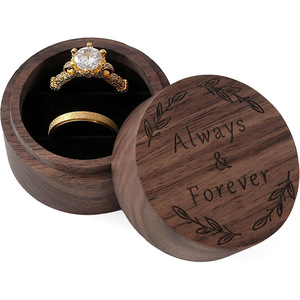 Engraved Wooden <b>Ring</b> <b>Box</b> Round Flip Top Engagement Jewelry Display Gift <b>Box</b> Elegant Customizable Heze Origin - Product Image 5