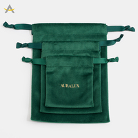 Sac cadeau en velours Auralux personnalisé avec logo, pour boucles d'oreilles, colliers, bagues, emballage de bijoux