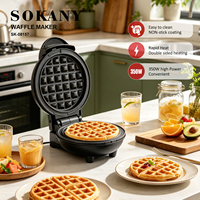 Gaufrier électrique Sokany rouge mini avec plaques antiadhésives 350W 08157