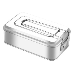 All Aluminum Lunch <b>Box</b> 800 Ml Extra Thick Rectangle Portable Eco Friendly <b>Drop</b> Resistant Stainless Steel Lid - Product Image 1