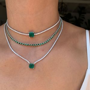 MECYLIFE <span class=keywords><strong>Collana</strong></span> <span class=keywords><strong>Tennis</strong></span> Retrò in Acciaio Inossidabile con Ciondolo a <span class=keywords><strong>Cuore</strong></span> Smeraldo <span class=keywords><strong>Verde</strong></span> e Cristalli Bianchi in Zirconia Cubica da Donna - Product Image 1