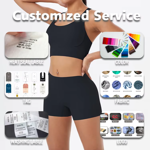 High Quality Women's 2 Piece Yoga Set Cross Back Sports <b>Bra</b> High Waist Shorts Shockproof Breathable Fitness Wear Gym Outfits - Product Image 3