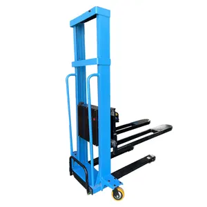 1ton 1.6m High Quality Electric Pallet Stacker Hydraulic Forklift 220v Battery Pallet Truck