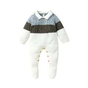 新生児男の子服0-3ヶ月フルスリーブフットロンパースジャンプスーツ