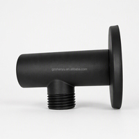 Support de fixation pour douchette supérieure en acier inoxydable noir, grande taille, avec raccord en T et bras de fixation pour douchette