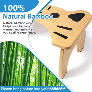 Tabouret de toilette en bois, pliable, design visage de chat en bambou, pour enfants et adultes, utilisation dans la salle de bain - Product Image 4