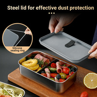 Boîte Bento Japonaise Durable Contenant Anti-Odeur et Anti-Taches avec Séparateur Amovible en Acier Inoxydable Boîte à Lunch Double Couche Compatible Micro-Ondes