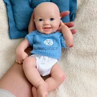 Entzückende 33 cm große, realistische Silikon-Babypuppe mit offenem Augenblick und lächelndem Gesicht, weichen, flexiblen Gliedmaßen, Begleiter-Spielzeug für Kleinkinder