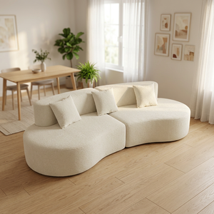 Ensemble de canapés modulaires incurvés en tissu, écologiques, en mousse haute densité, modernes et professionnels - Product Image 1