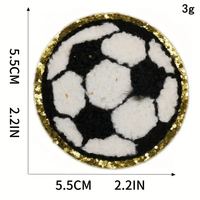 Patch de football en chenille noir et blanc, 12 pièces, appliques brodées de football, vêtements pour enfants, sacs de sport, bricolage, artisanat