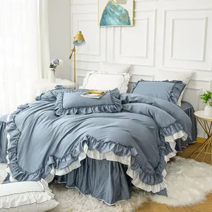 Кружевное одеяло с воланами, Комплект постельного белья, Роскошное Одеяло серого цвета для девочек в отеле, роскошный комплект постельного белья