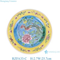 RZFA33/RZFA34 -- seri warna Pastel Pink hijau biru latar belakang bunga Phoenix dan pola burung 10/8/4 inci piring datar keramik