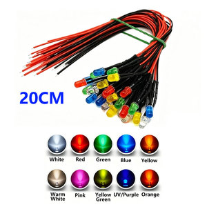 10pcs 12V 5mm <b>LED</b> Diode Kit White Red Green Blue Yellow Orange Prewired 5 9 12V <b>Diffused</b> Light Emitting Indicator Assortment - Product Image 1