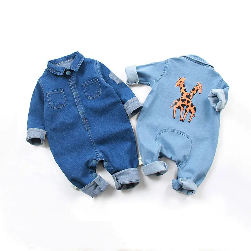 Newborn Baby One-piece Romper Baby Girls Boys Clothes Unique Blue Demin Plain Jumpsuit Stylish Baby Clothes 2023 Fashion