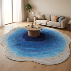 Tapis en laine moderne à poils moyens, couleur unie, tissé à la main, avec dos antidérapant lavable, pour usage domestique - Product Image 3