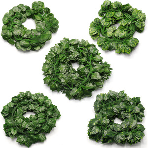 Lianes artificielles en bambou vert, feuilles en plastique, fausses fleurs, décoration intérieure, accessoires de mariage, lianes vertes persistantes 2,1 cm - Product Image 1