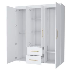 DB White Armario plegable de 2 puertas Armario de madera todo en uno para dormitorio o comedor Muebles para el hogar de estilo europeo - Product Image 2