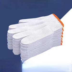 Индивидуальные хлопковые вязаные защитные перчатки 500 г, 7 класс вязки, дышащие рабочие перчатки для строительства и склада, с возможностью нанесения логотипа OEM - Product Image 5