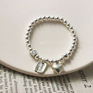 S925 Sterling <b>Silver</b> Bracelet Heart <b>Charm</b> Good Luck Smiley Face Women's Everyday Wear Jewelry - Product Image 3