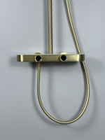 Robinetterie de douche de luxe en or brossé avec étagère de rangement, ensemble de douche 3 fonctions avec corps en laiton pour projets hôteliers et salles de bain