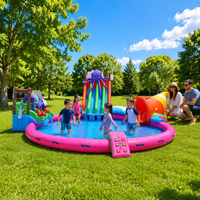Nouveau parc aquatique gonflable Leap pour intérieur/extérieur, toboggan de plage, piscine pour enfants, thème animal poulpe, dessin animé Yuedong, usage domestique