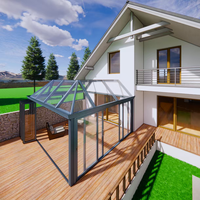Véranda Moderne Personnalisée à Toit Polygone en Aluminium et Verre, Rétractable, Écologique, Alimentée par Énergie Solaire, pour Chambre, Cuisine, Hôtel