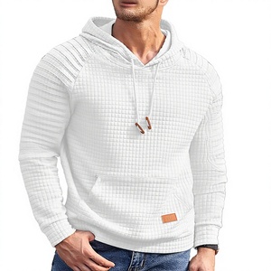 OMAIGA Sweat à capuche décontracté pour homme à manches longues avec cordon de serrage, tricot gaufré, poche kangourou, séchage rapide, 330g, 97% polyester, 3% élasthanne - Product Image 1