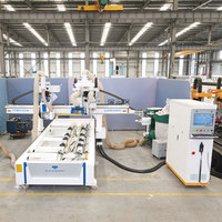 Routeur CNC à double tête Broche horizontale en bois ATC Centre de traitement des panneaux de porte composite CNC pour le perçage de trous de serrures de portes