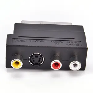 RGB Scart至3 21针RCA S-视频适配器复合RCA SVHS S-视频影音电视音频，用于视频DVD录像机电视投影仪