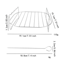 Support de friteuse à air en acier inoxydable Brochettes de viande pour barbecue Accessoires ménagers Plateau de cuisson Support pour friteuses à air grillagé pour barbecue
