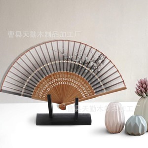 Wooden <b>storage</b> <b>rack</b>, cross-border creative new fan <b>storage</b> and display <b>rack</b>, solid <b>wood</b> table, dough fan display <b>rack</b>, fan - Product Image 2
