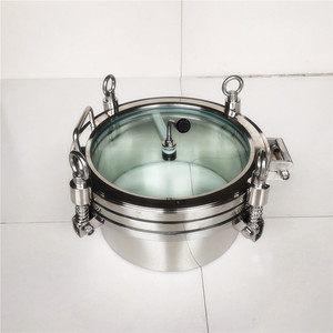 CNJS SS304 SS316L 위생 맨홀 커버 250mm 원형 맨웨이 브러시 전체 시력 유리-위생 맨홀 제작 서비스 - Product Image 4