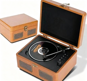 Lecteur <span class=keywords><strong>CD</strong></span> portable rétro personnalisé en usine, haut-parleur sans fil BT 5.0, design vintage en forme de valise, lecteur de musique pour la décoration de la maison, cadeau - Product Image 6