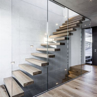 Escalier intérieur préfabriqué en bois, design d'escalier flottant intérieur